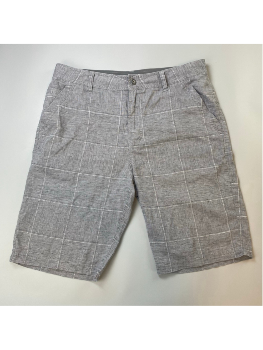 Prana Shorts Mens 35 Grey White Hemp Gorpcore Utility Granola Eco Casual Minimal